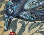Crow in the Willows-Mixed media Original painting