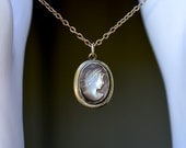 Carved Abalone Shell Cameo Vintage Necklace