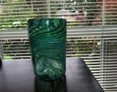 Green glass swirly vase