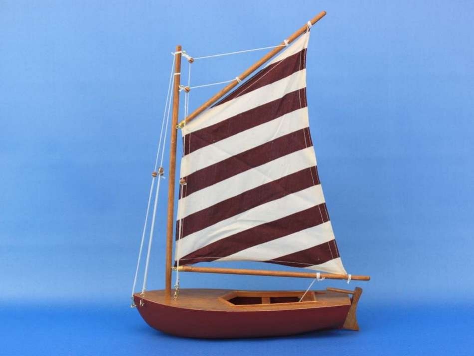 Red Striped Sailboat 15", Wedding Centerpiece, Nautical Decor