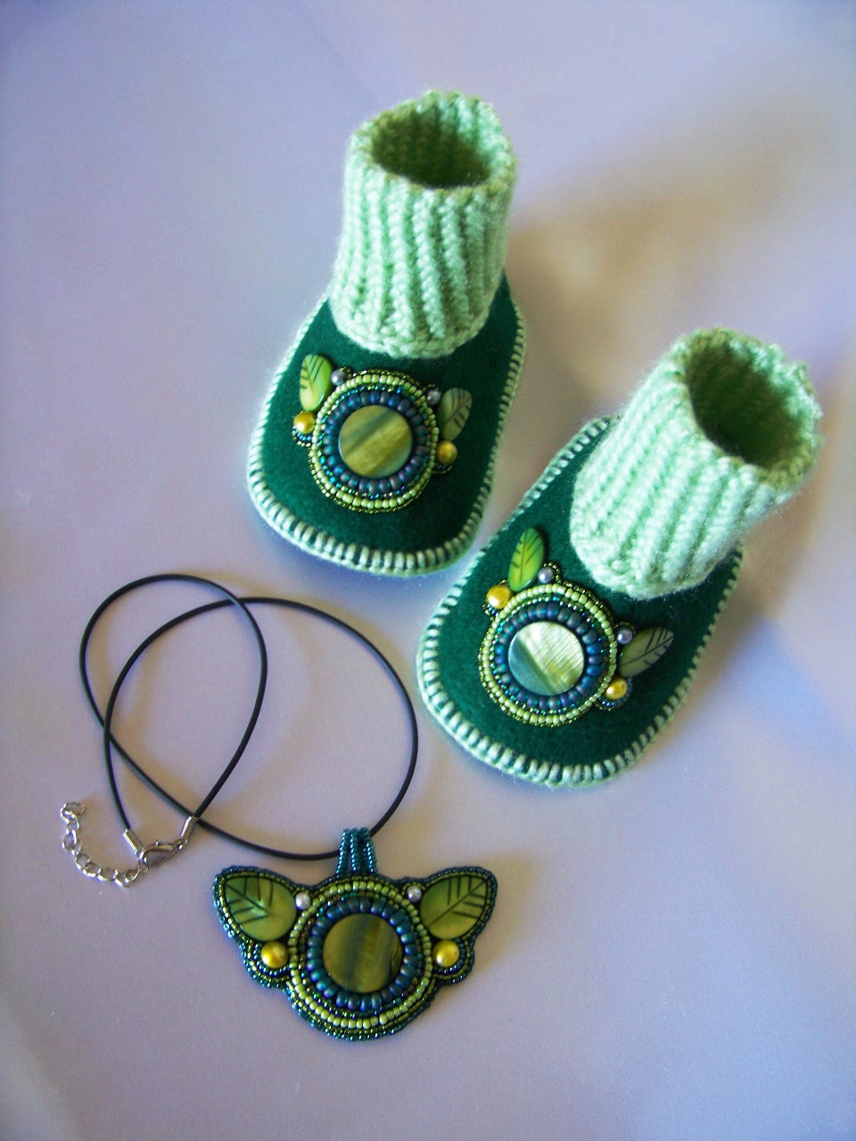 Soft Felt Baby Booties, Forest Green - Sizes 1, 2, 3