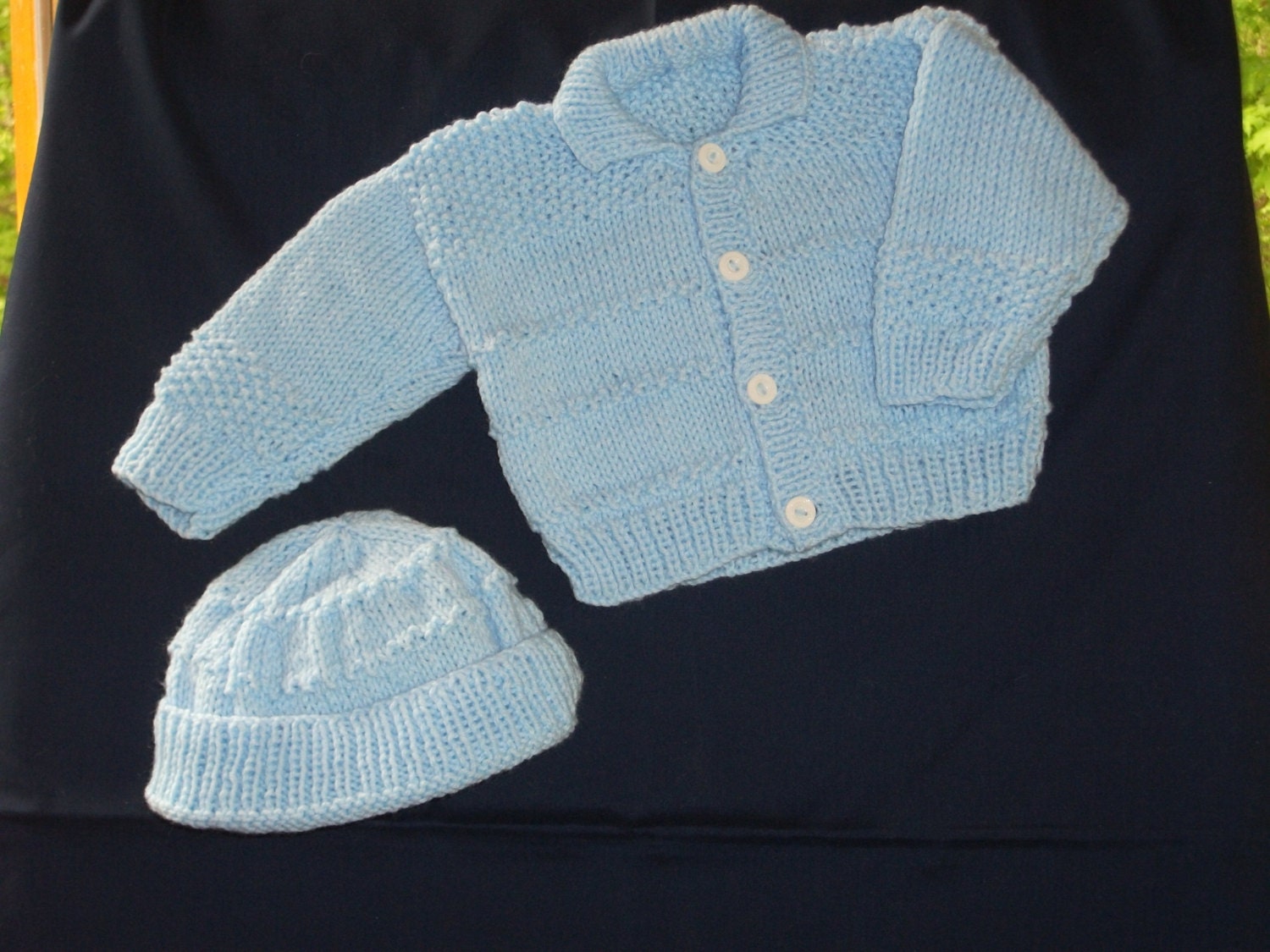 Baby boys sweater and hat set 6 month size
