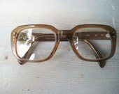 70s brown thick eyeglasses. frame for men. vintage eyewear for Hipster. Festival summer is coming