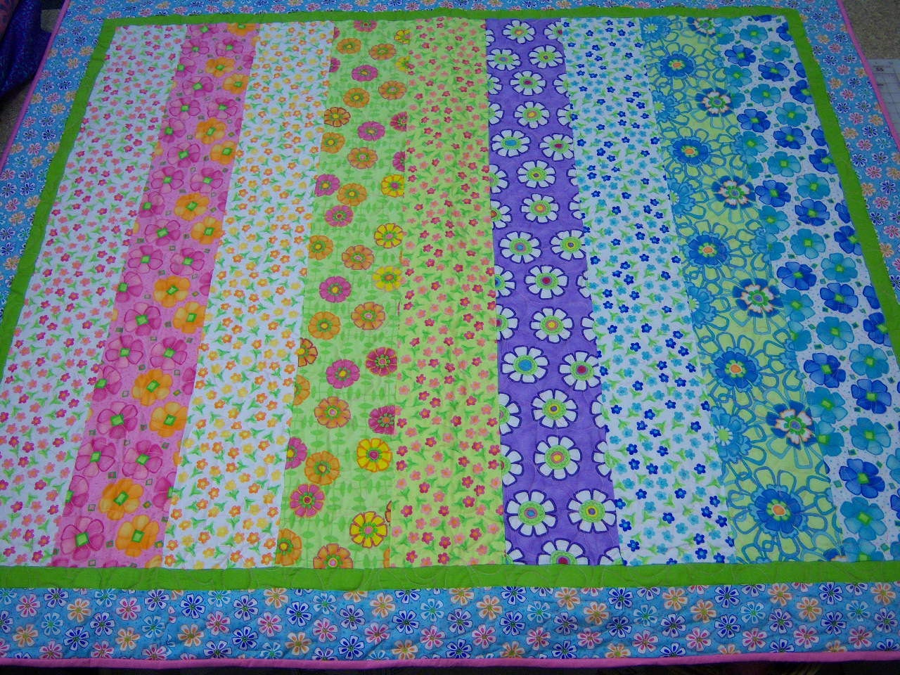 Floral Strips Girls Quilt