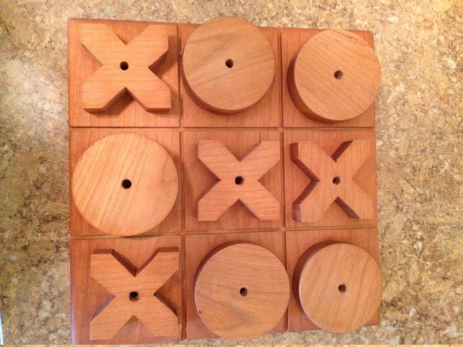 Tic tac toe board made from cherry wood
