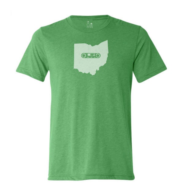 Ohio Mixtape Tshirt, Screenprinted Tshirt, Triblend Green, St. Patricks Day, Ohio Local Music