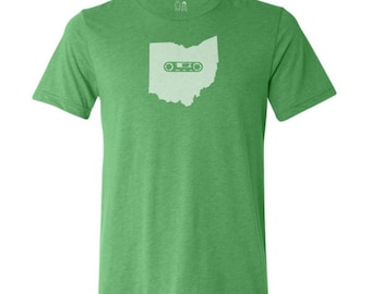 Ohio Mixtape Tshirt, Screenprinted Tshirt, Triblend Green, St. Patricks Day, Ohio Local Music