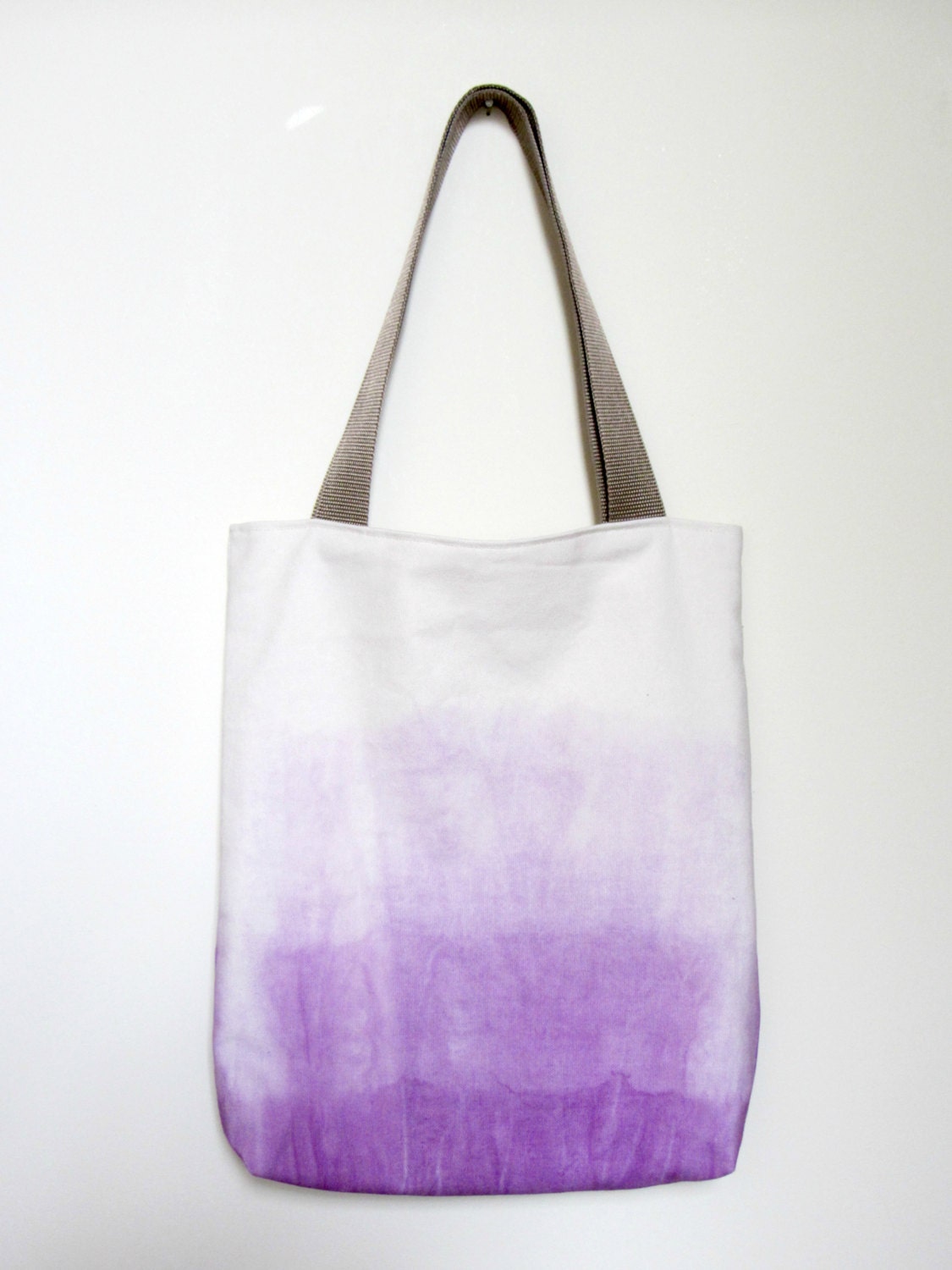 Hand Dyed Tote Bag - Purple Dip Dye with Organic Natural Canvas