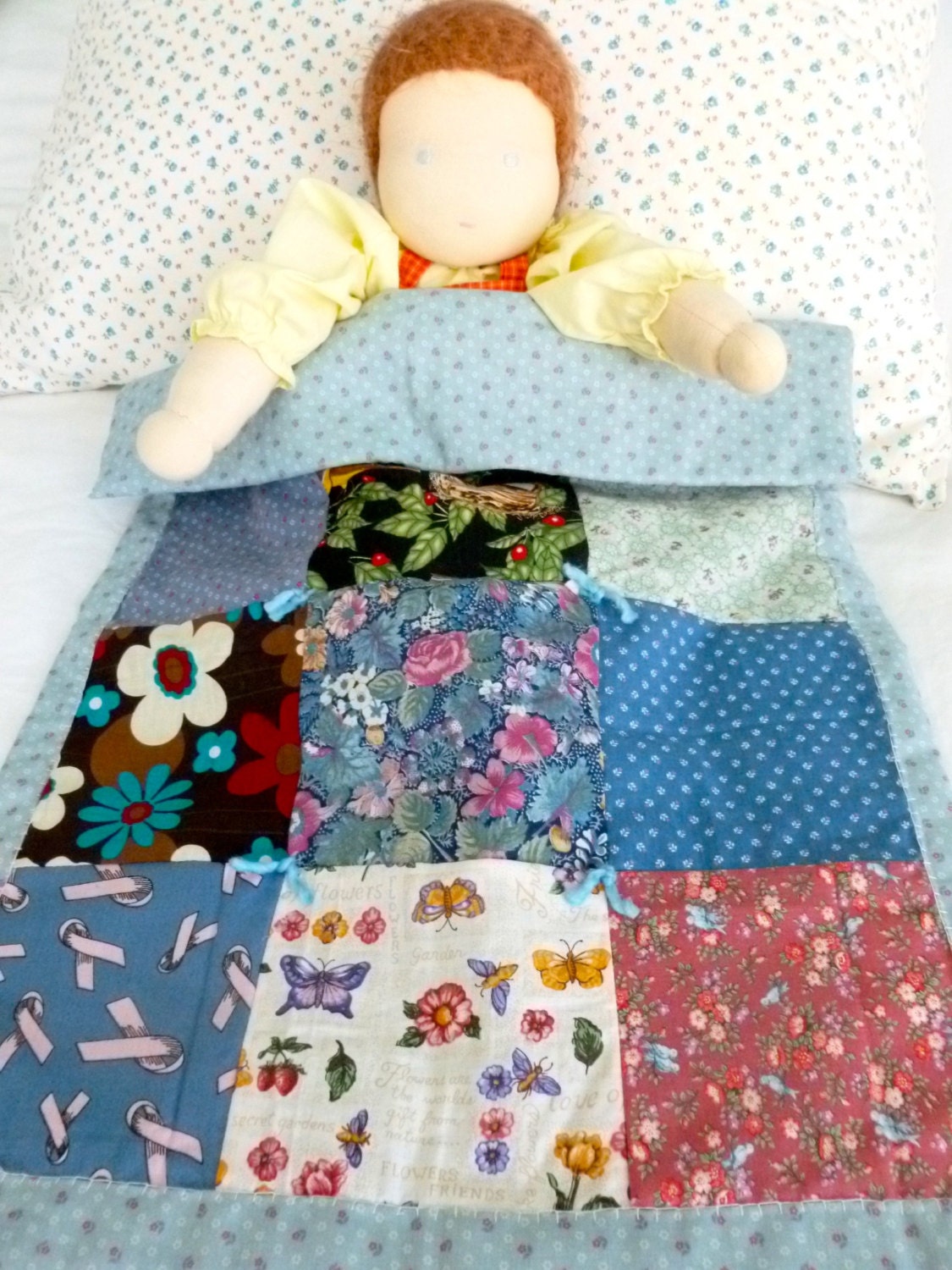Hand crafted cotton doll quilt