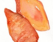 A  Couple of Sweet Potatoes  watercolor painting original, vegetable series