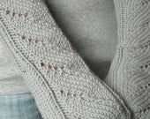 Knit Lace Fingerless Mitts in Gray Wool