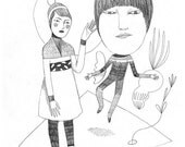 Hello, Original drawing on Canson