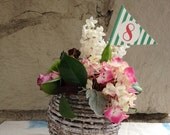 Striped Table Number Flags for Wedding Seating, Golf inspired red and green