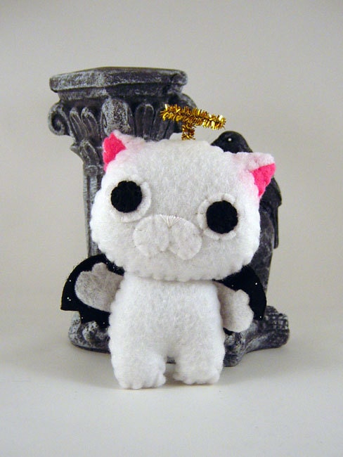 Anime-style Angel Neko Keychain Plush Charm