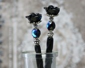 Bella Rosa - Iridescent Black Rose Hairsticks