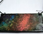 Rainbow Galaxy Watercolor Painting Paper Necklace OOAK