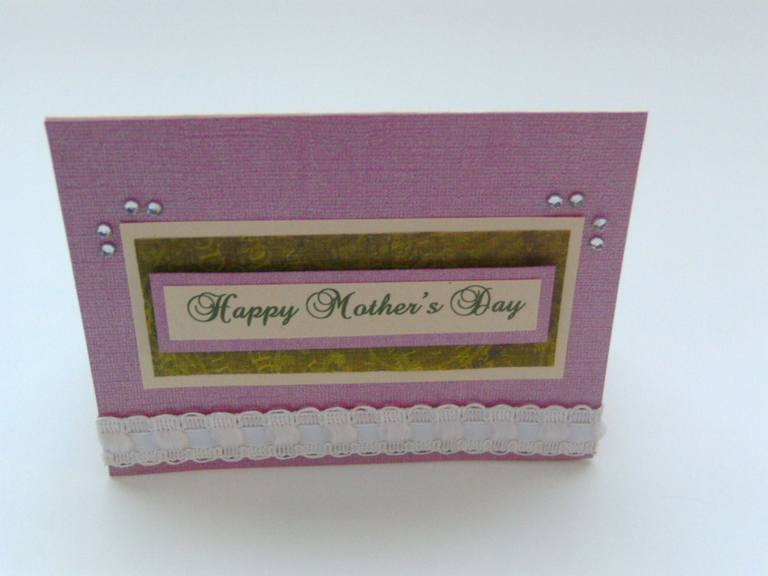 Handmade Card Happy Mother's Day Pink Green