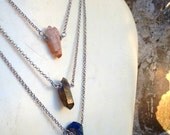 Titanium Crystal Point Necklace on Silver Rolo Chain