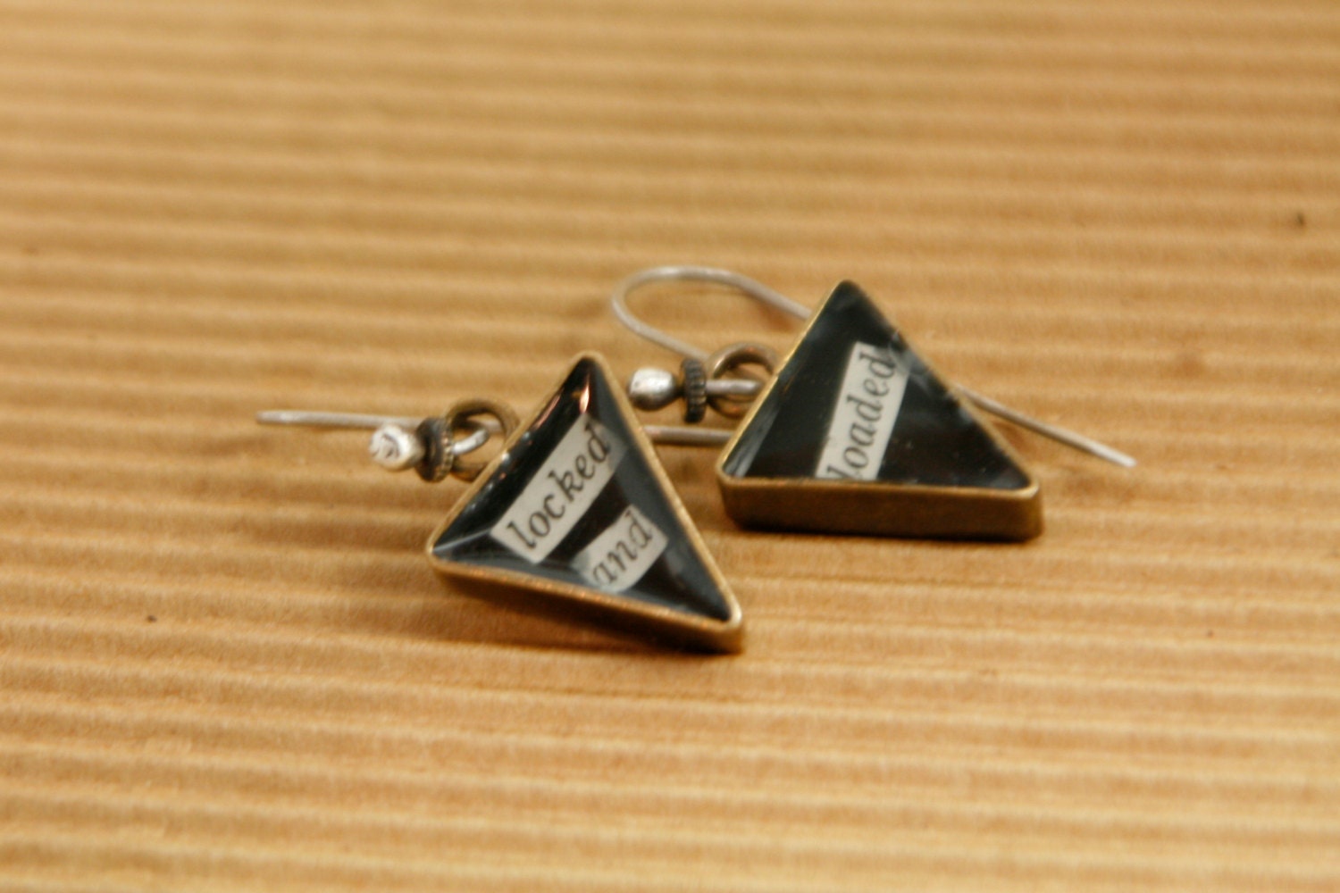 Rustic Locked and Loaded Bezel Earrings