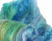 Textured, glittery fiber art felting, spinning batt, "Singing in the Shower"