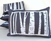 custom birch tree pillow cover -- personalized with your initials