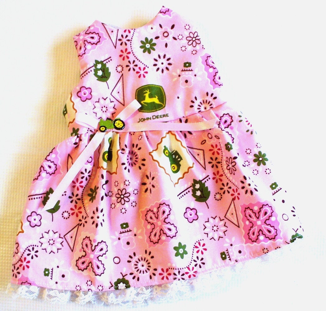 AMERICAN GIRL Doll Dress fits Gotz or other 18 inch Dolls OOAK John Deere print Ready 2 Ship