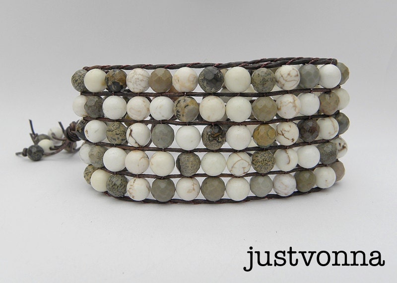 New Wrap 5 Row Handwoven Beaded Leather Cuff
