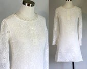 60s XXS/XS Off White Lace Shift DRESS