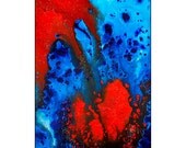 Reed Reef Blue Art Print From Original Painting by Sharon Cummings Bright Colorful Abstract Ocean Sea Artwork Coral Water Collectible Mini