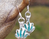 Recycled Vintage Mason Jar Seashell Earrings