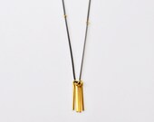 Beam - gold vintage bar drops long brass necklace - modern minimal jewelry
