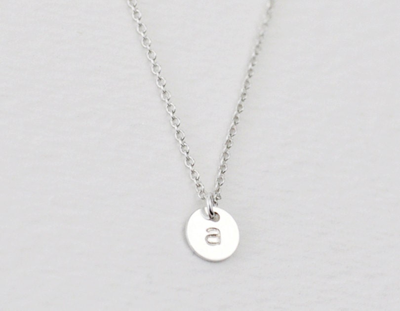 Tiny silver initial - delicate sterling silver letter engraved necklace - customized jewelry wedding bridal everyday