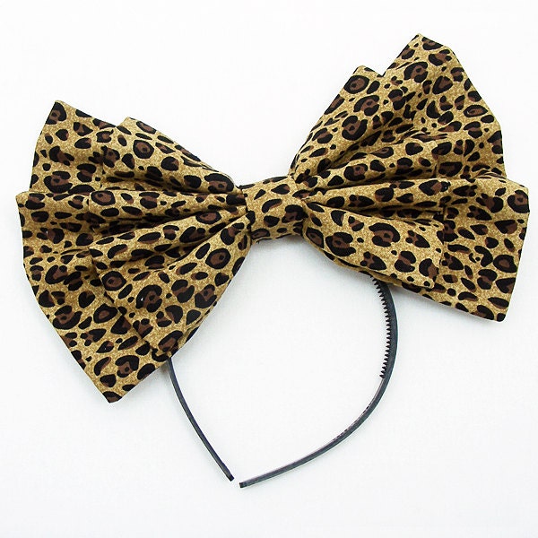 Large Cheetah Double BOW Big cosplay or costume Bow HEADBAND