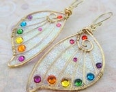 Sihaya Designs Faery Wing Earrings - Rainbow Glitter Wings- Fairy Wing Jewelry