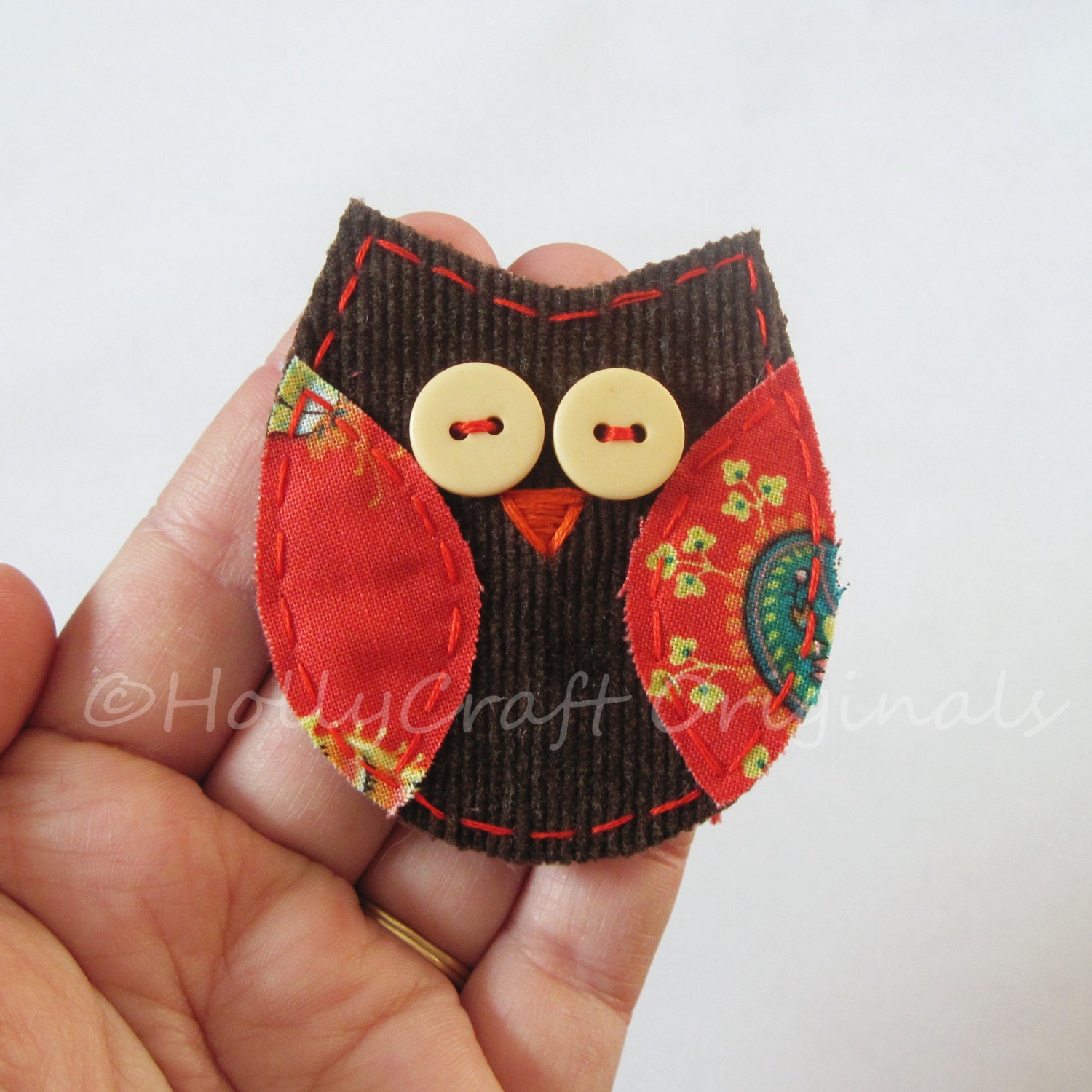 Owl Applique,Fabric Owl, Owl Embellishment, Scrap Fabric Owl, Scrapbook Owl