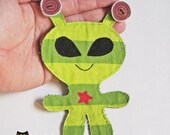 Alien Applique, Alien Scrapbooking Embellishment, Fabric Alien Embellishment, Alien, Martian, Scrapbook Alien