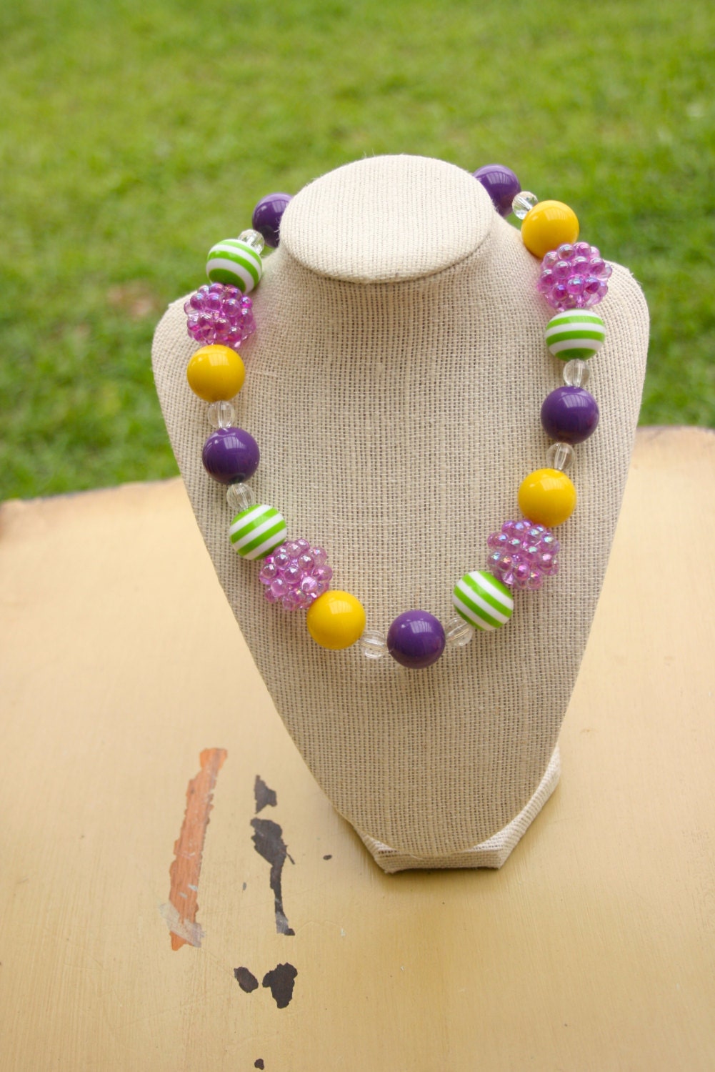 Purple and Yellow Bublegum Necklace
