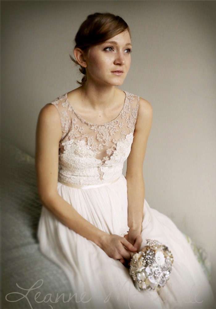 Josephine lace and silk chiffon gown - etsy exclusive