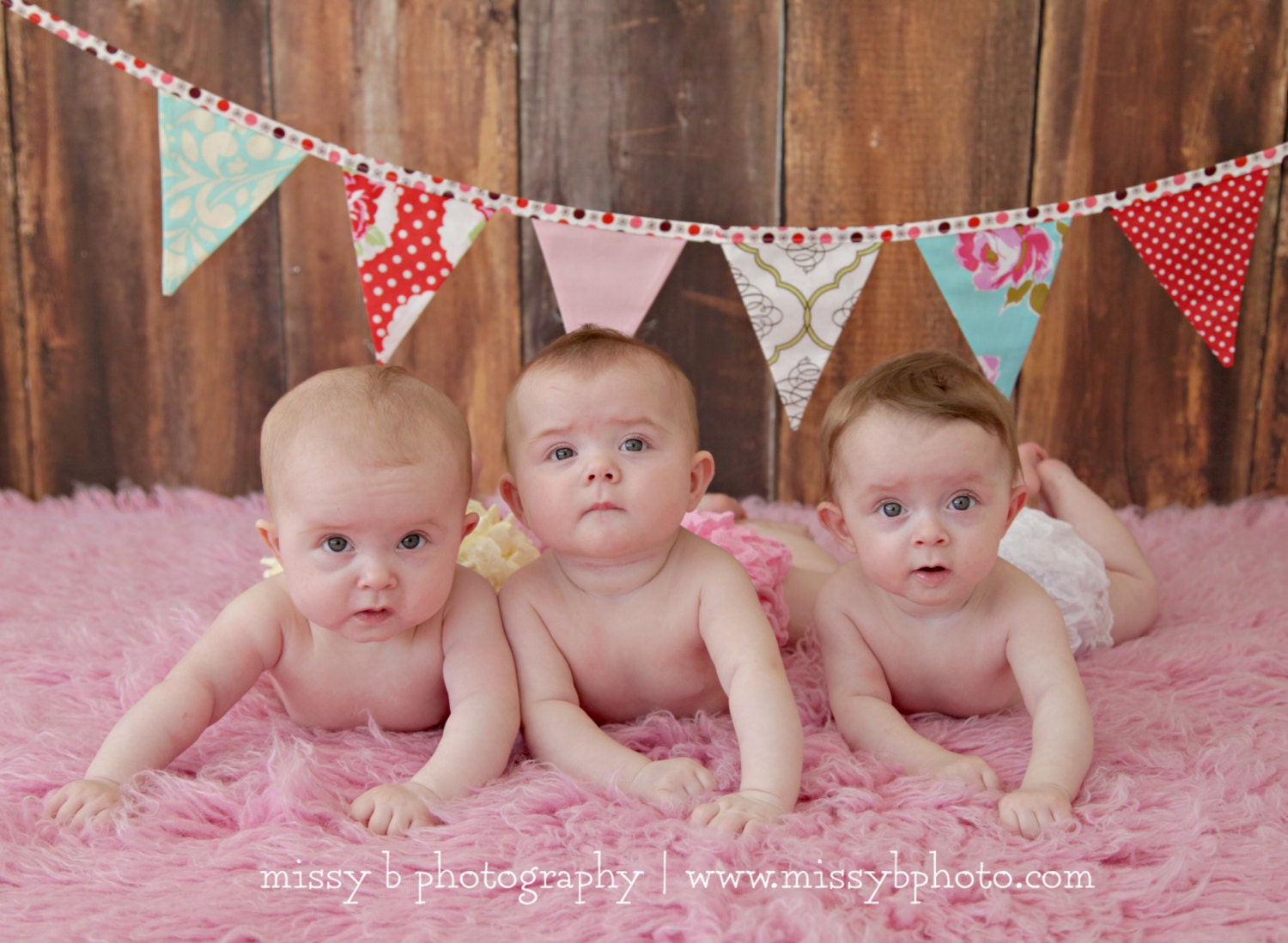 Red and Aqua Banner with Polka Dot Trim, Fabric Bunting, Medium Flags, Designer's Choice Surprise One of a Kind Party Decor, Photo Prop.