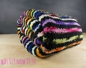 SALE 50% OFF retro handmade striped afghan blanket/ vintage crocheted throw/ baby blanket