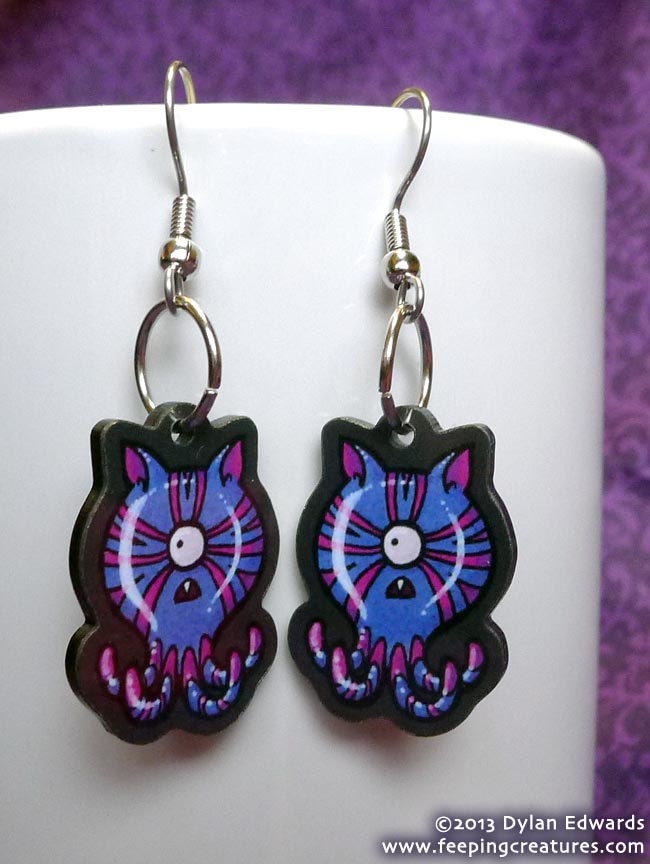 OctoCat Octopus Cat monster - Feeping Creatures acrylic earrings