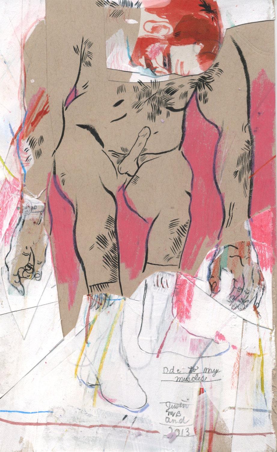Ode to My Muscles (original drawing, 2013) MATURE CONTENT