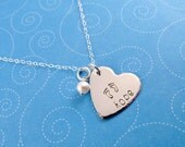 Hope Infertility Necklace, Handstamped Sterling Silver Heart Necklace with Freshwater Pearl, Fertility Necklace, Hope Jewelry