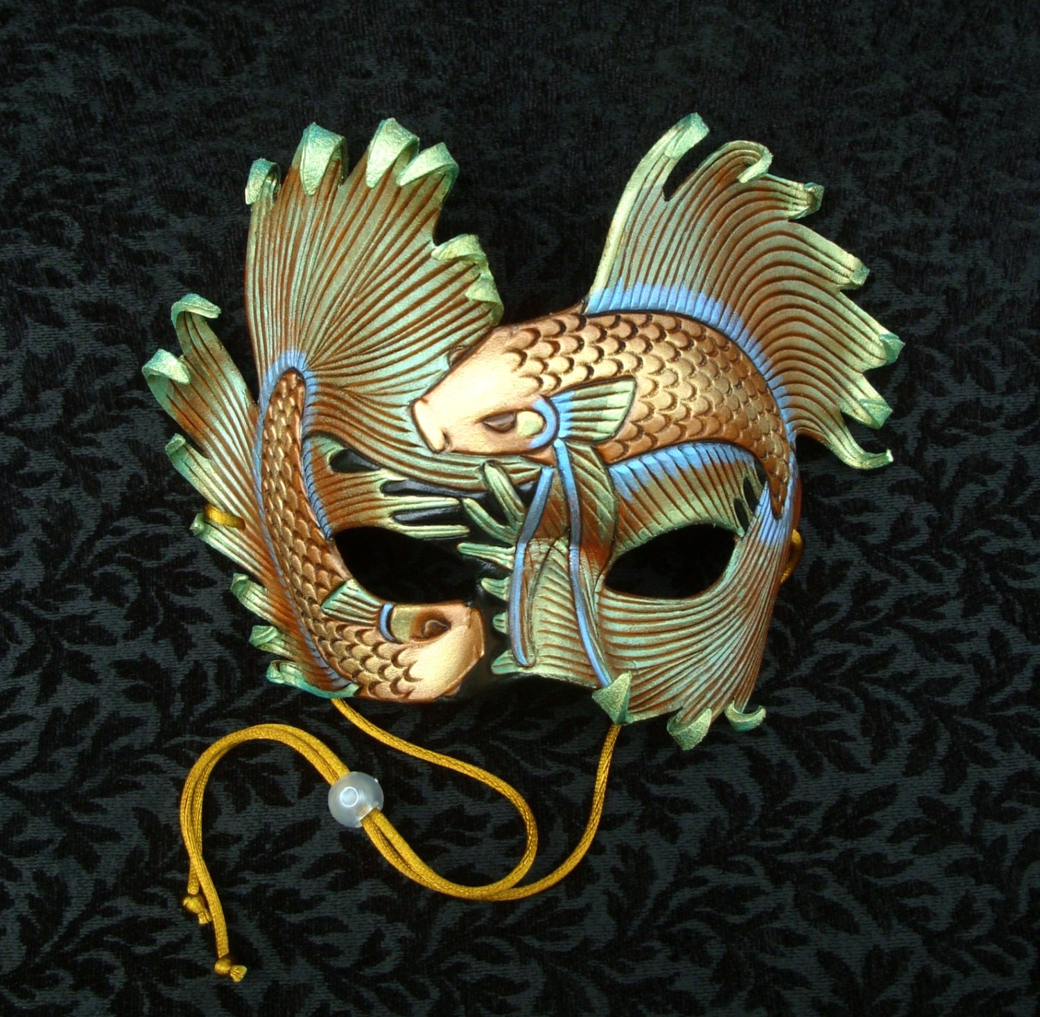 Iridescent Fighting Fish ...handmade original leather art mask