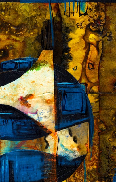 Collage Abstraction Series..No. 2  - Original Abstract Mixed Media Painting in mat by Kathy Morton Stanion EBSQ