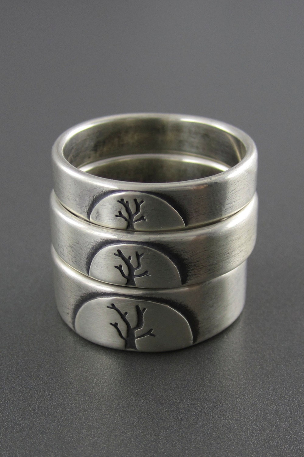 Tree Moon Rising Wedding Band in Sterling Silver.