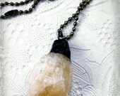 Citrine Crystal Necklace, Rough Cut Orange Crystal, Soldered Citrine Necklace, Soldered Mineral Pendant, Orange Citrine Stone Jewelry