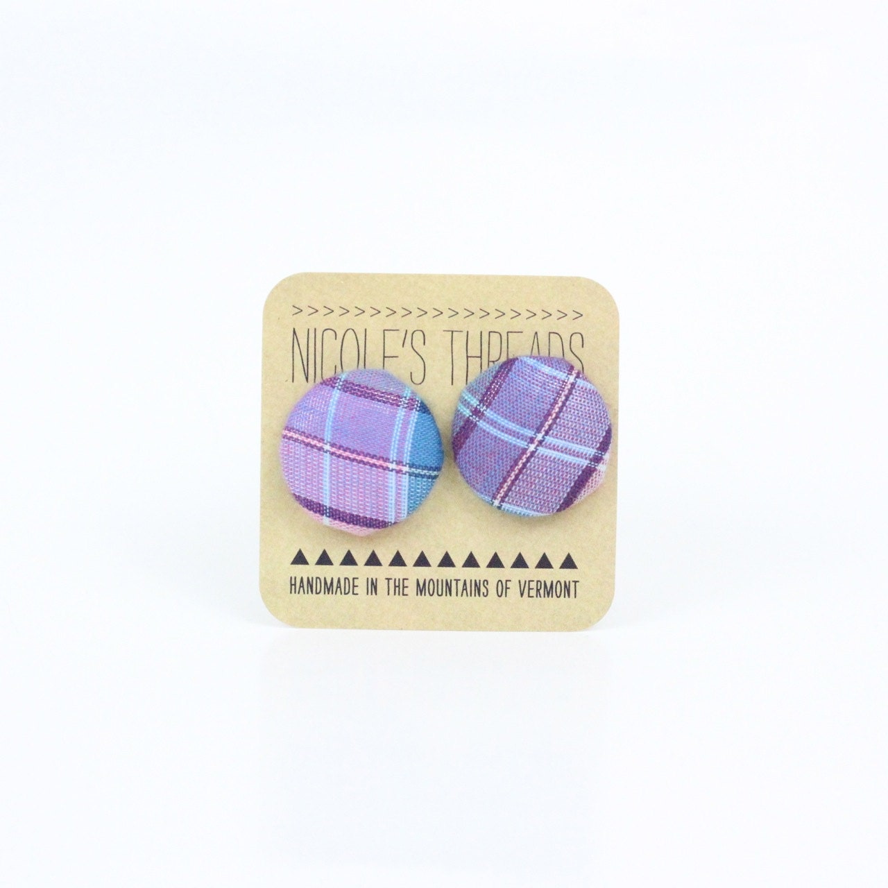 Fabric Button Cuff Links Purple Teal Plaid Vintage Inspired Fall Fashion Wedding Groomsmen Grooms // by Nicoles Threads