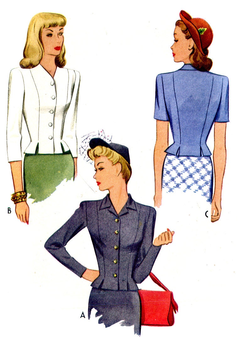 Vintage 1940s Classic Blouse Pattern- Size 14, Bust 32- McCall 5075
