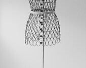 antique wire metal dress form for home or shop decor or jewelry display